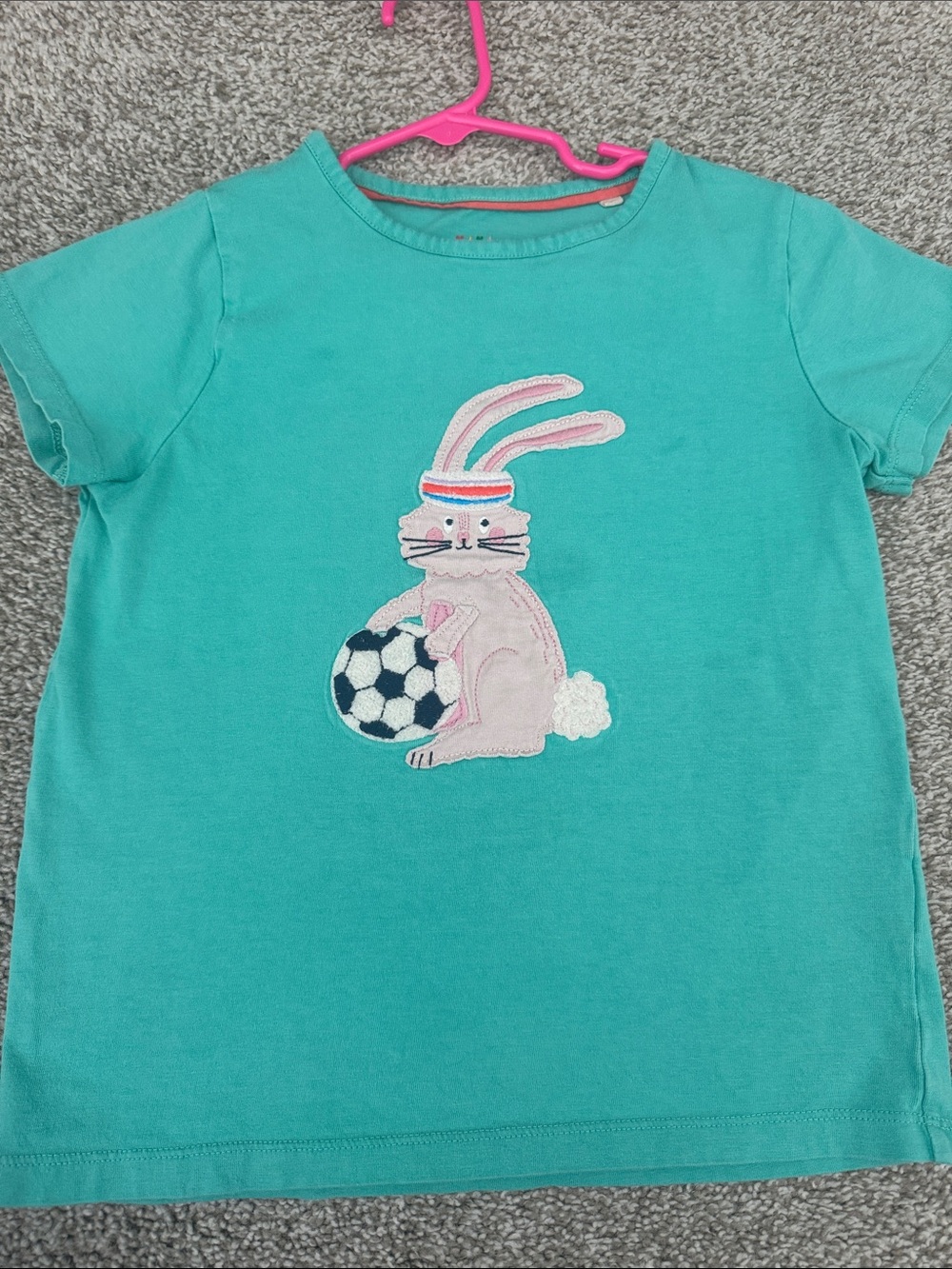 Mini Boden Teal Short-Sleeve Bunny Soccer Tee